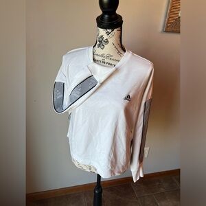 WHITE ADIDAS NIKE SWEATSHIRT WITH DETAILED SIDE SLIT, crew neck